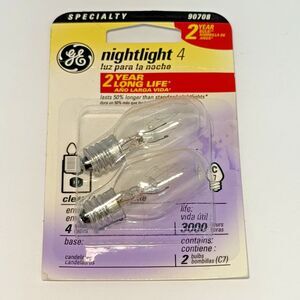 6 Night Light Bulbs General Electric and Fiet Electric Incandescent 4 Watt C7